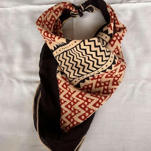 Hand Block Printed Cotton Bandana Scarf: Paisley Design, Natural Dyes