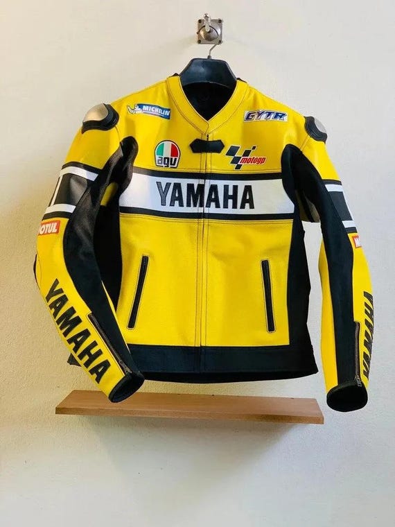Yamaha Racing Yellow Leather Jacket – Retro Motogp Biker