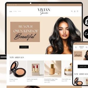 Skincare Shopify Theme, Clean Elegant Shopify Theme, Skincare Shopify Template, Editable Canva Templates, Modern Beauty Shopify Template,