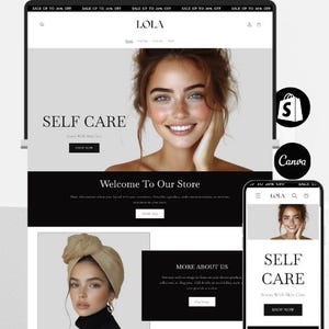 Luxury Skincare Shopify Theme, Clean Elegant Shopify Theme, Skincare Template, Editable Canva Templates, Modern Beauty Shopify Template,