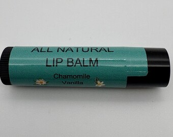 All Natural Lip Balm .15 oz | Nourishing, Long-Lasting Beeswax Lip Balm with chamomile and vanilla essential oils