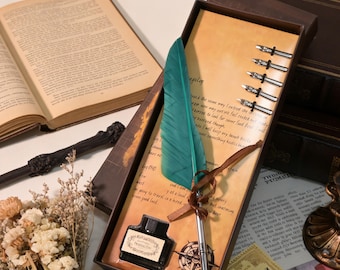 Customized Quill Pen Set, Vintage Quill Pen Gift Box, Calligraphy Set, Feather Calligraphy Writing Pen, Romantic Handwriting Accessories