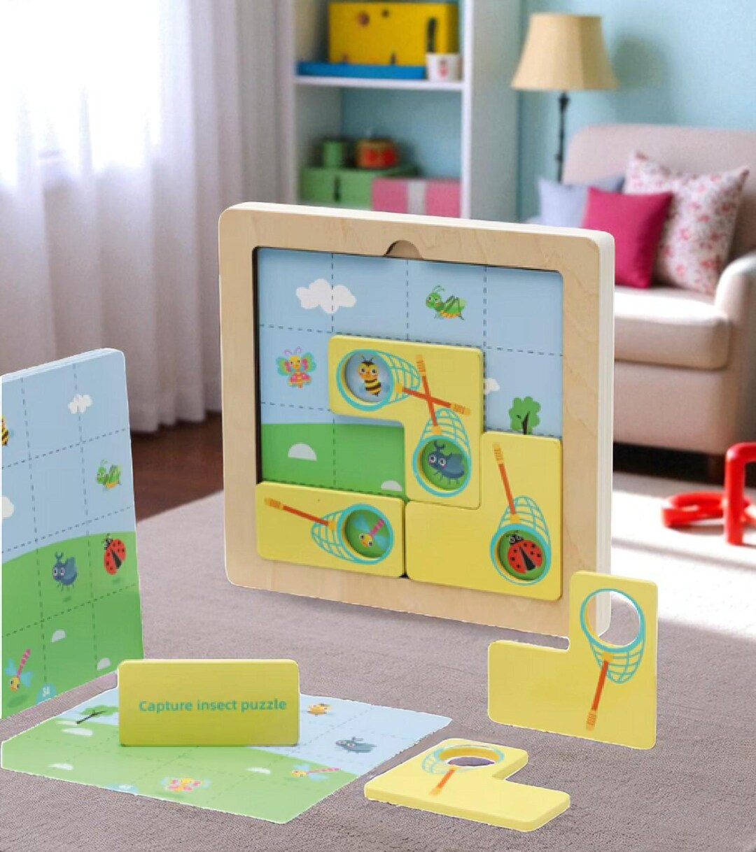 Problem Solving Game Toy Wooden Logic Puzzle Game for Kids, Montessori Dinosaur & Bug Catcher ...