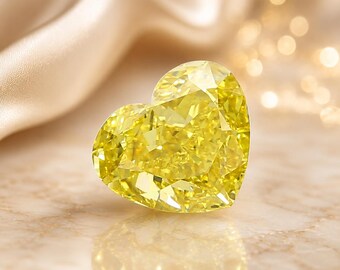 Fancy Vivid Yellow Heart Cut Lab Grown Diamond, IGI VVS1 Loose Stone