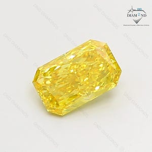 1.05ct Radiant Cut Fancy Vivid Yellow Diamond: VS2 Clarity Certified Gemstone
