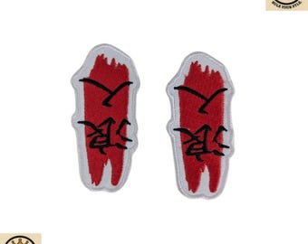 Ronin Warrior Patch Set: Japanese Kanji Embroidered Iron-On Appliques