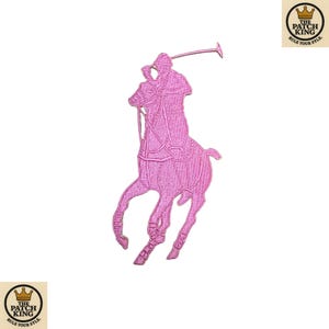Toppa ricamata rosa con pony e cavaliere Ralph di Polo Republic, da cucire o applicare con il ferro da stiro Lauren