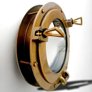 Nautical Porthole Mirror: 12-inch Aluminum & Glass Ship Window Wall Decor