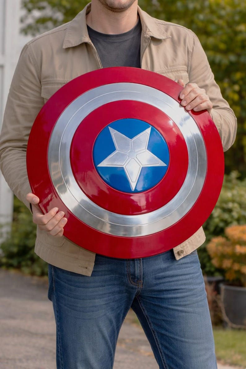 handmade replica of Captain America's iconic shield from the First Avengers