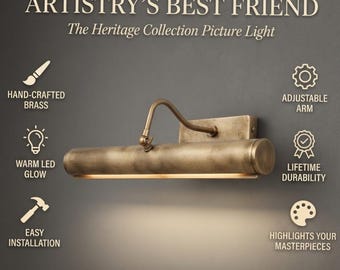 Solid Brass Picture Light, Modern Wall Sconce, Antique Art Display Lamp