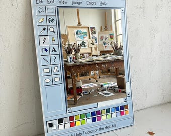 Retro Paint Mirror, Pixelated Windows Decor, Nostalgic Wall Art