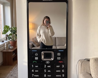 Retro Keypad Phone Mirror, Y2K Statement Wall Decor, Nostalgic Room Accent
