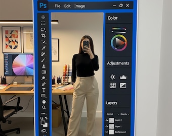 Photoshop Interface Mirror, Retro Pixel Art Wall Decor, Designer Gift