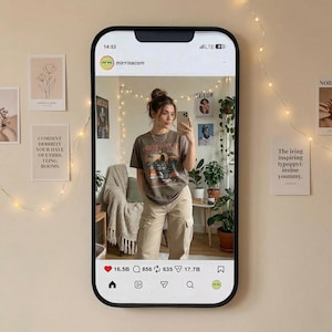 Instagram Mirror Selfie Wall Mirror, Phone Shaped Mirror, Social Media Mirror, Aesthetic Room Decor, TikTok Room Decor, Selfie Mirror Gift