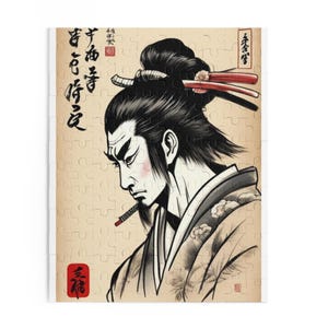 Puzzle, Japanese Samurai Warrior Jigsaw, 120, 252, 500-Piece - Ideal for Fans of Japanese Culture, Perfect for Relaxing and Unwinding, Great