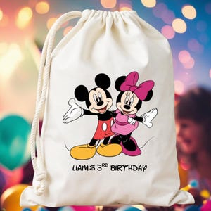 Customized Mickey Minnie Birthday Bags, Mickey Party Favor Gift Bags, Minnie Birthday Celebration Favor Bags, Kids Birthday Name Bags
