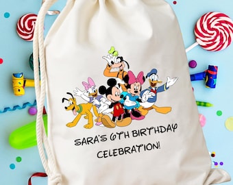 Personalized Mickey and Friends Birthday Bags, Mickey Party Favor Gift Bags, Minnie Birthday Celebration Favor Bags, Kids Birthday Name Bags