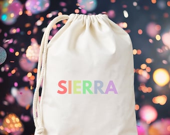 Customized Goodie Bag - Personalized Goodie Bag - Kids Goodie Bag - Custom Name - Childrens Name Bag - Kids Party Favor - Drawstring Bag