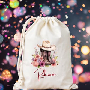Custom Western Cowgirl Bachelorette Tote Bags - Cowgirl Bachelorette Hangover Kits - Nashville Bachelorette Party Bags - Last Hoe Down Bag