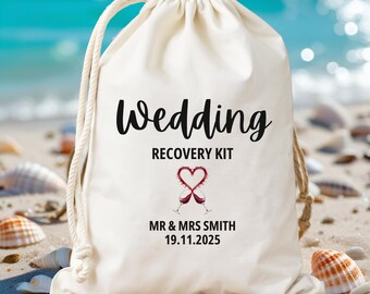 Personalisierte Hochzeits-Recovery-Kit-Taschen - Junggesellinnenabschied-Dekorationen - Hochzeit-Willkommens-Taschen - Nur letzte einen Tag Kater-Überlebens-Kit-Taschen