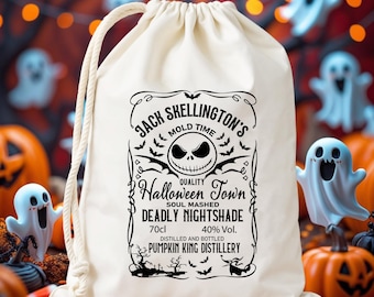 Personalised Vintage Halloween Party Favor Bag, Halloween Funny Birthday Gift Bags, Spooky Witch Hat and Broom, Magic Portion Favor Bags