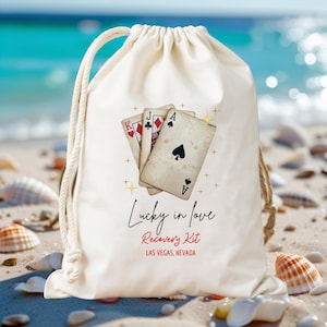 Personalized Lucky in Love Las Vegas Bachelorette Party Favor Bags, Las Vegas Party Bag, Vegas Bridal Party Gifts, Playing Card Design Bags