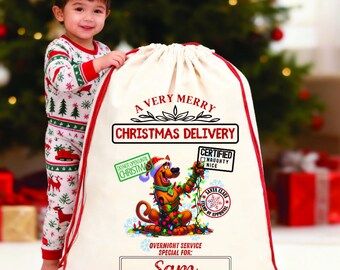 スクービー・ドゥーのサンタサックギフトバッグ、お子様の名前入りサンタサック、北極のクリスマスプレゼントサック、特別配送用サンタサックバッグ