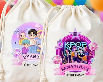 Personalized K-Pop Huntrix Inspired Birthday Party Favor Bags, Custom Gift bags, K-Pop Birthday Treat Favor Bags, Kpop Birthday Party Decor