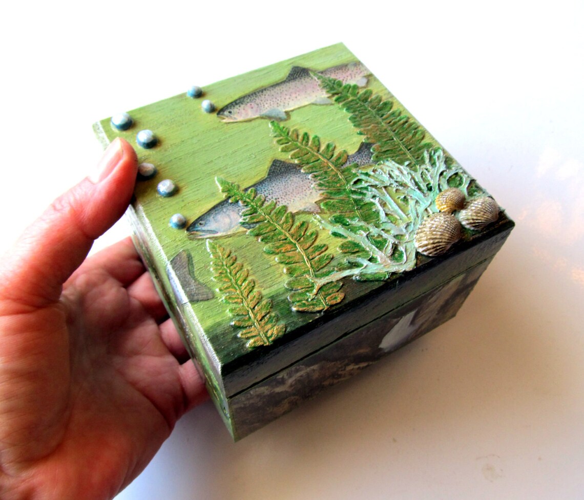 Jewelry Box Wooden Trout Fish Yellowstone Native American Etsy