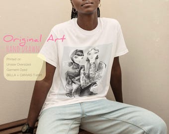 Black and White Sketch Art T-Shirt: Unisex Cotton Graphic Tee