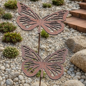 Patina butterfly garden stake metal butterfly rust decoration metal flower outdoor decoration rust look gift flower stake garden accessories