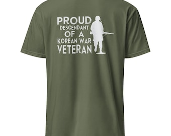 Camiseta unisex de manga corta "Orgulloso descendiente de veterano de la Guerra de Corea"