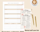 Self-Care Checklist Printable + Bonus Wellness Lists | Daily, Weekly, Monthly Routine Tracker, Mental Health Planner, Self Love Journal PDF