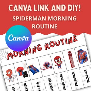 DIY Spider-Man Morning Routine Chart: Visual Schedule for Kids (Canva Link)