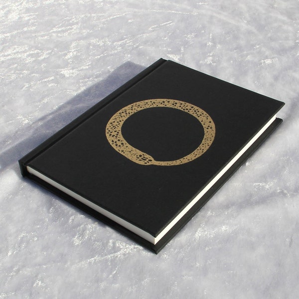 A6 Gold Embossed Sketchbook, Ouroboros Snake, Black. Hardback, Occult, Symbol, Gothic