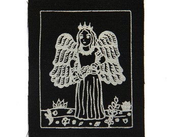 Temperance Tarot Card Patch, Silver on Black, Sew On Fabric Badge, Gothic