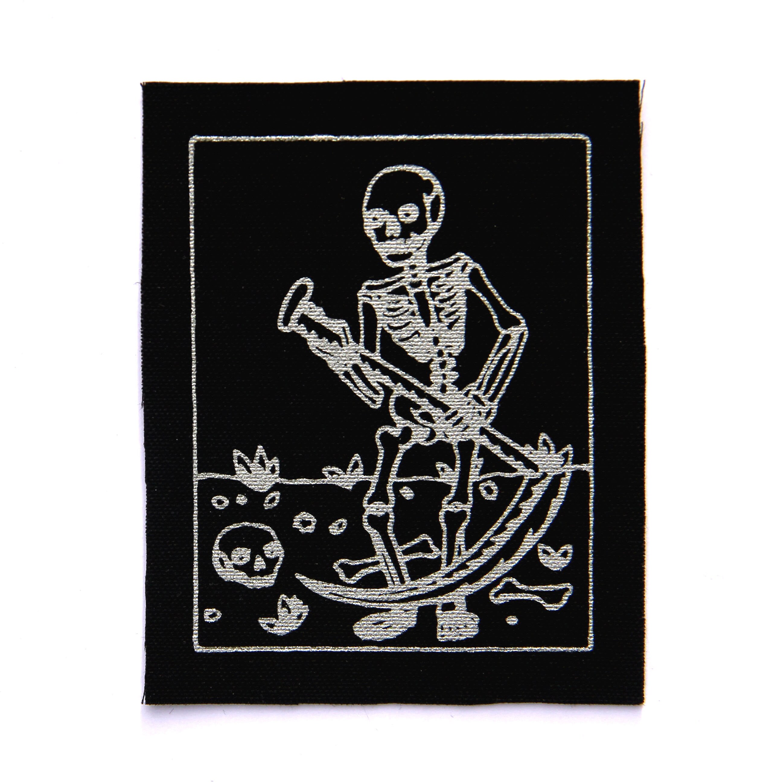 Death Tarot Card Patch Silver on Black Sew on Fabric Badge - Etsy