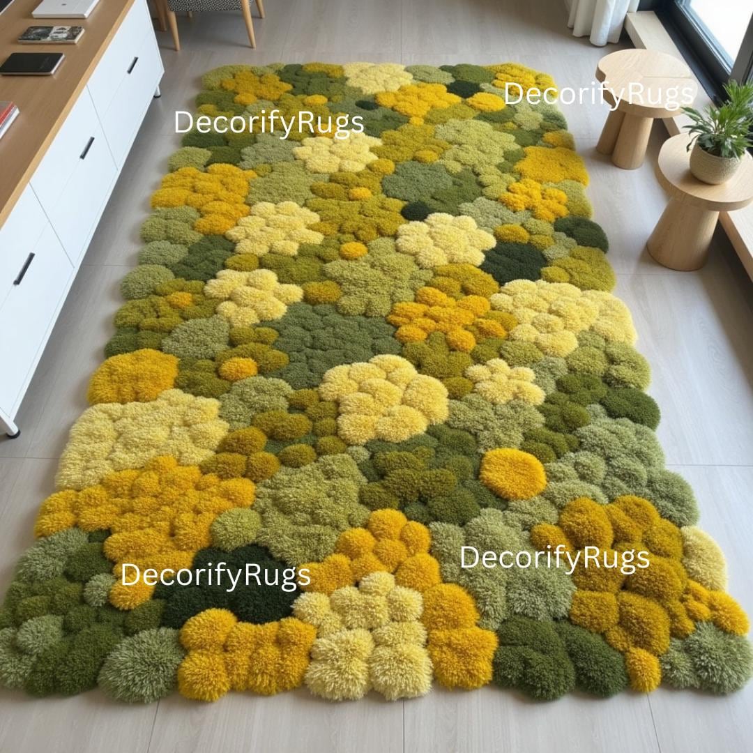 Hand-tufted Wool Moss Rug | 3D Botanical Carpet - Etsy