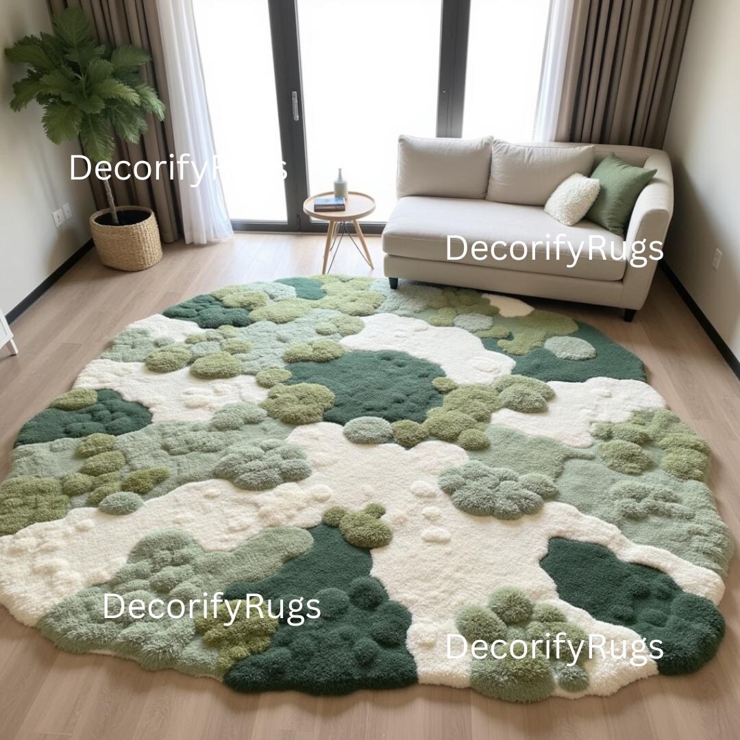 Hand-tufted Wool Moss Rug | 3D Nature-inspired Carpet - Etsy