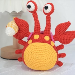 Handmade Crochet Crab Plush, Amigurumi Crab Toy, Cute Ocean Animal, Kids Gift, Soft Crab Stuffed Animal, Crab Figure, Beach Decor
