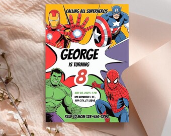 Superhero Birthday Invitation Template | Editable Avengers Birthday Invite