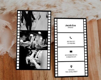 Wedding Photographer Business Card Template, Film Strip Photography Visiting Card