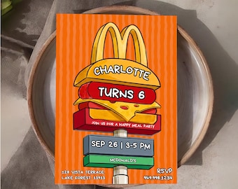 McDonald's Happy Meal Birthday Invitation Template (Digital Download)