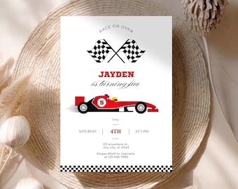 Race Car Birthday Invitation, Editable Formula One Racing Party Invite