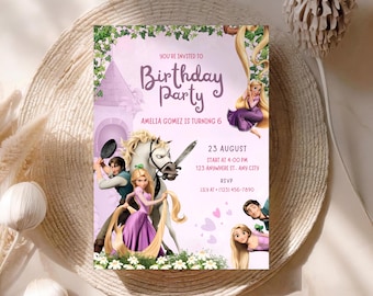 Rapunzel Birthday Invitation Template, Tangled Princess Party Invite (Digital Download)