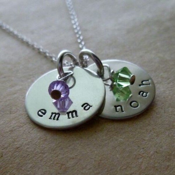 Grand Opening Sale - Personalized Sterling Silver Necklace - Two Disks