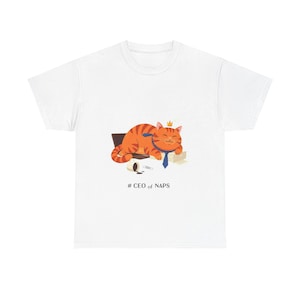 CEO of Naps Cat T-Shirt - Funny Cat Lover Shirt, Cute Sleeping Cat Tee for Cat Mom Dad, Novelty Pet Lover Gift, Unisex Cotton Graphic Tee