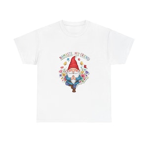 Garden Gnome Yoga Namaste T-Shirt for Plant Lovers and Yoga Enthusiasts