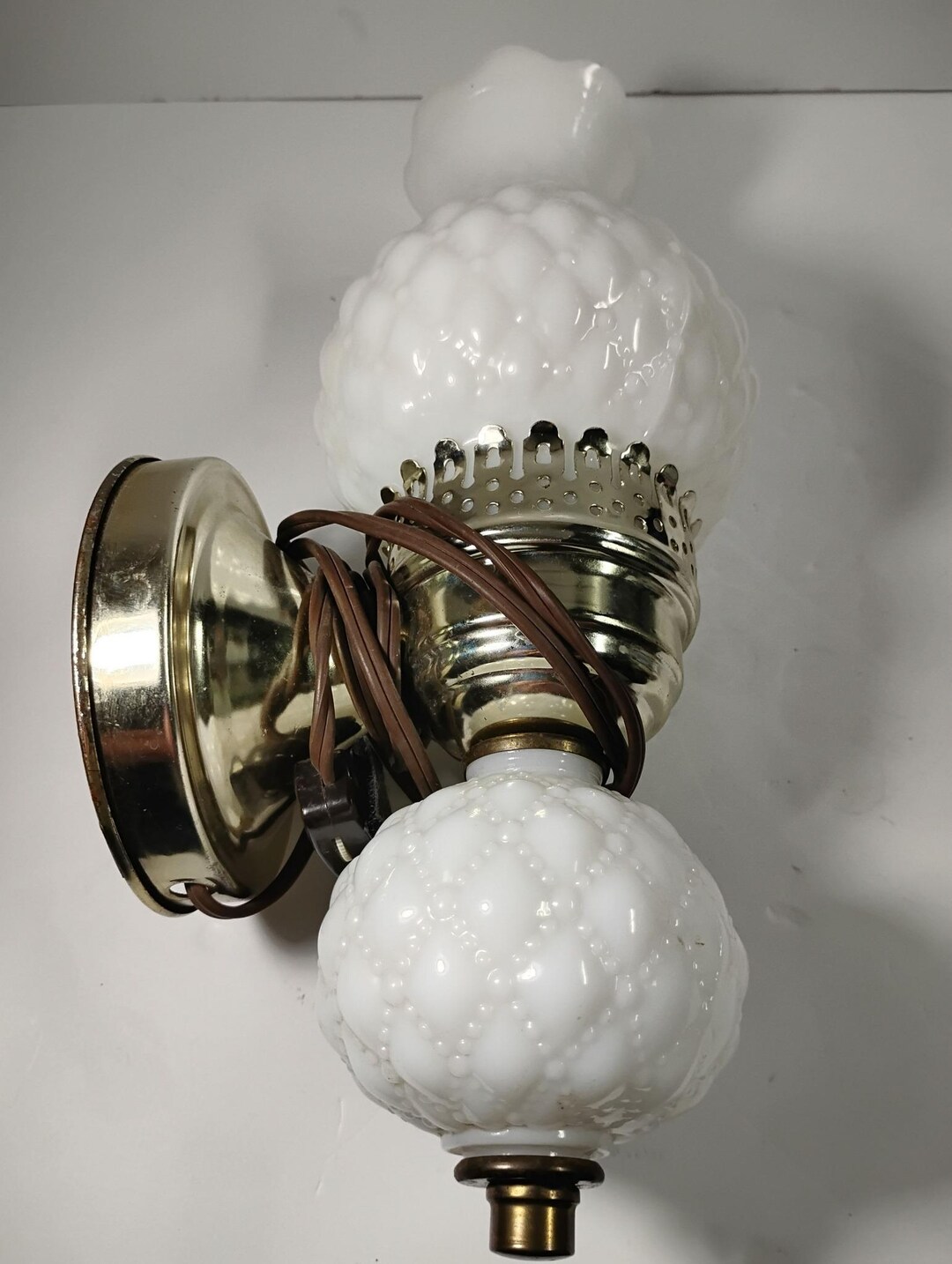 Vintage Milk Glass Hobnail Wall Mounted Sconce Lamp - Etsy