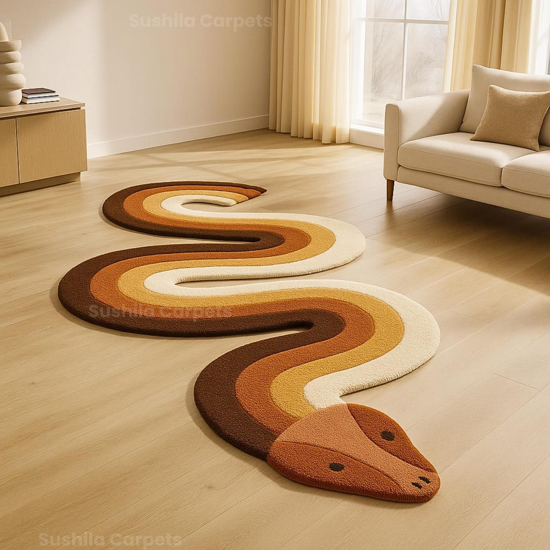 Hand Tufted Snake Rug Multi Color Pattern Rug | Wool Rug for Living ...